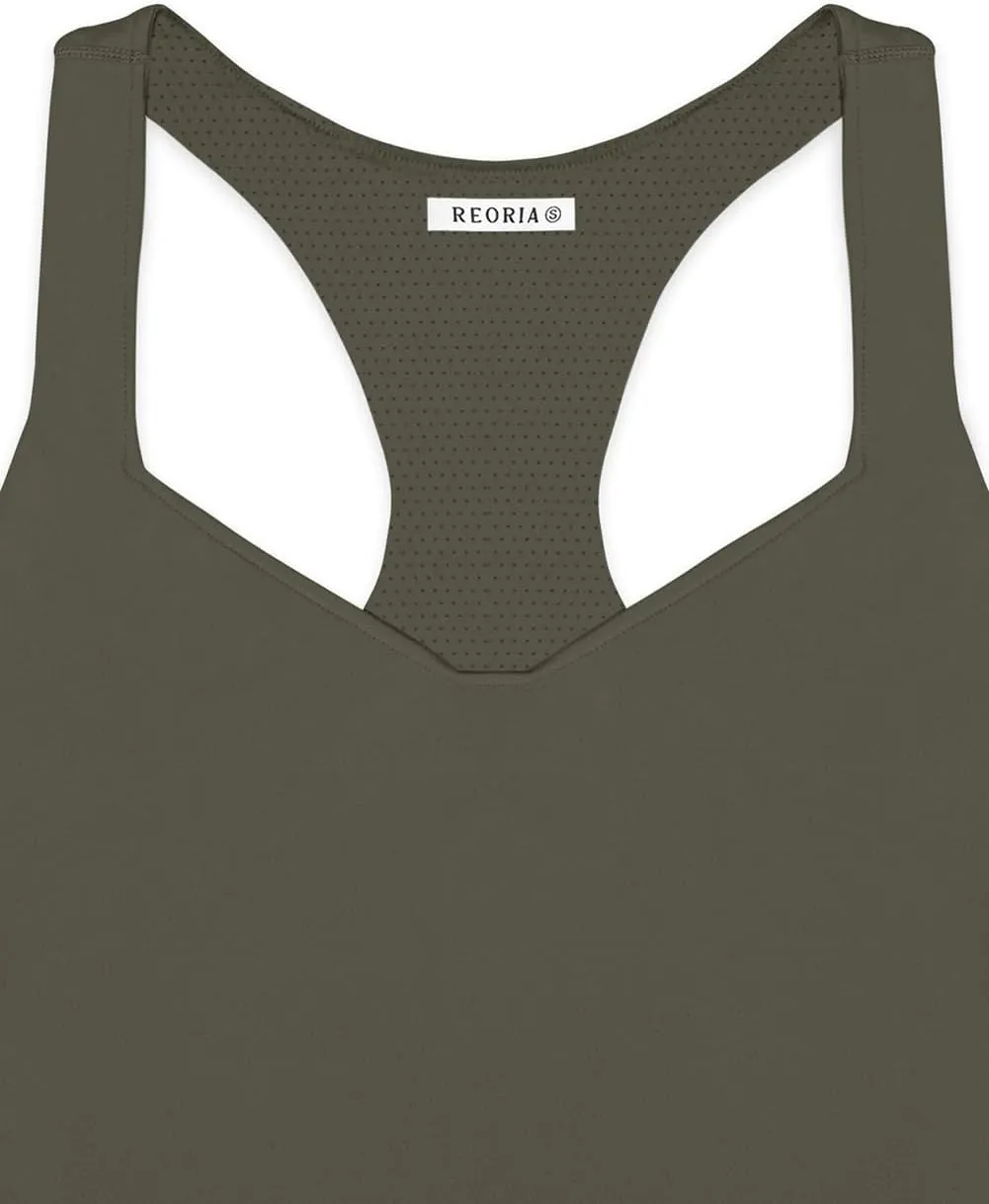 REORIA Women Summer Sexy V Neck Sleeveless Racerback Full Body Tummy Control Workout Bodycon Flare Jumpsuits