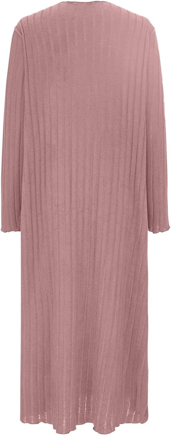 Ribbed Knit Dress for Women 2025 Trendy V Neck Long Sleeve Bodycon Midi Dresses Plus Size Fashion Comfy Slim Dress