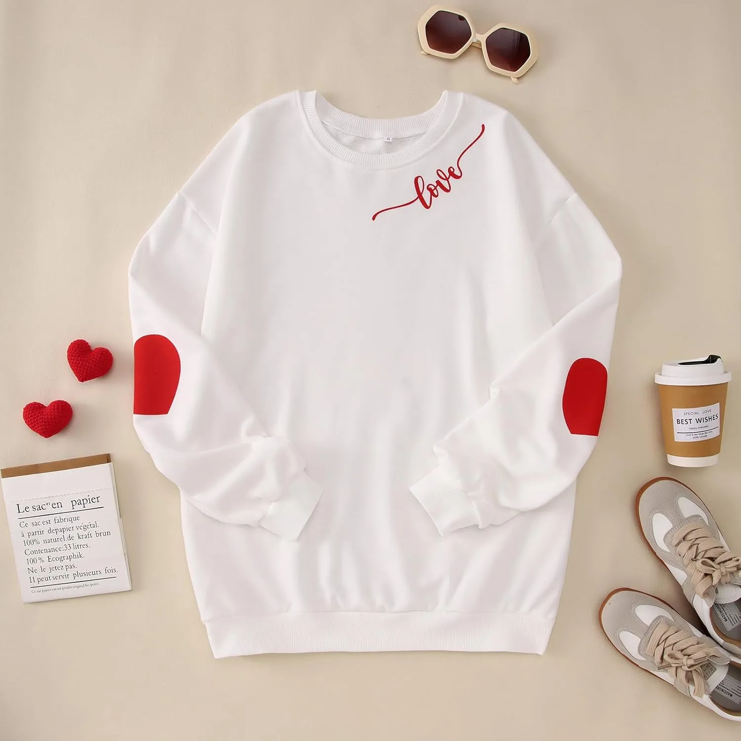 Ritatte Mommy and Me Valentine's Outfit Love Heart Graphic Family Matching Sweatshirt Crewneck Long Sleeve Pullover Top