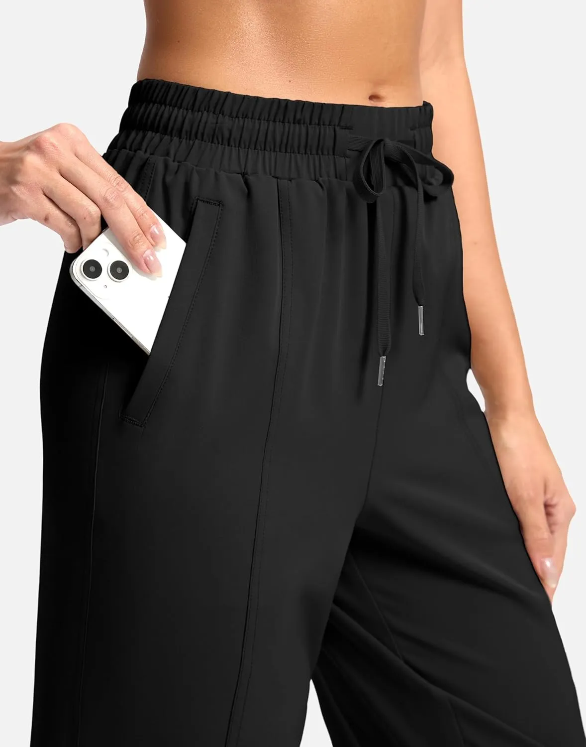 SANTINY Women's Lightweght Pants with Pockets 7/8 High Waisted Stretch Ankle Pants for Women Golf Travel Athletic Casual