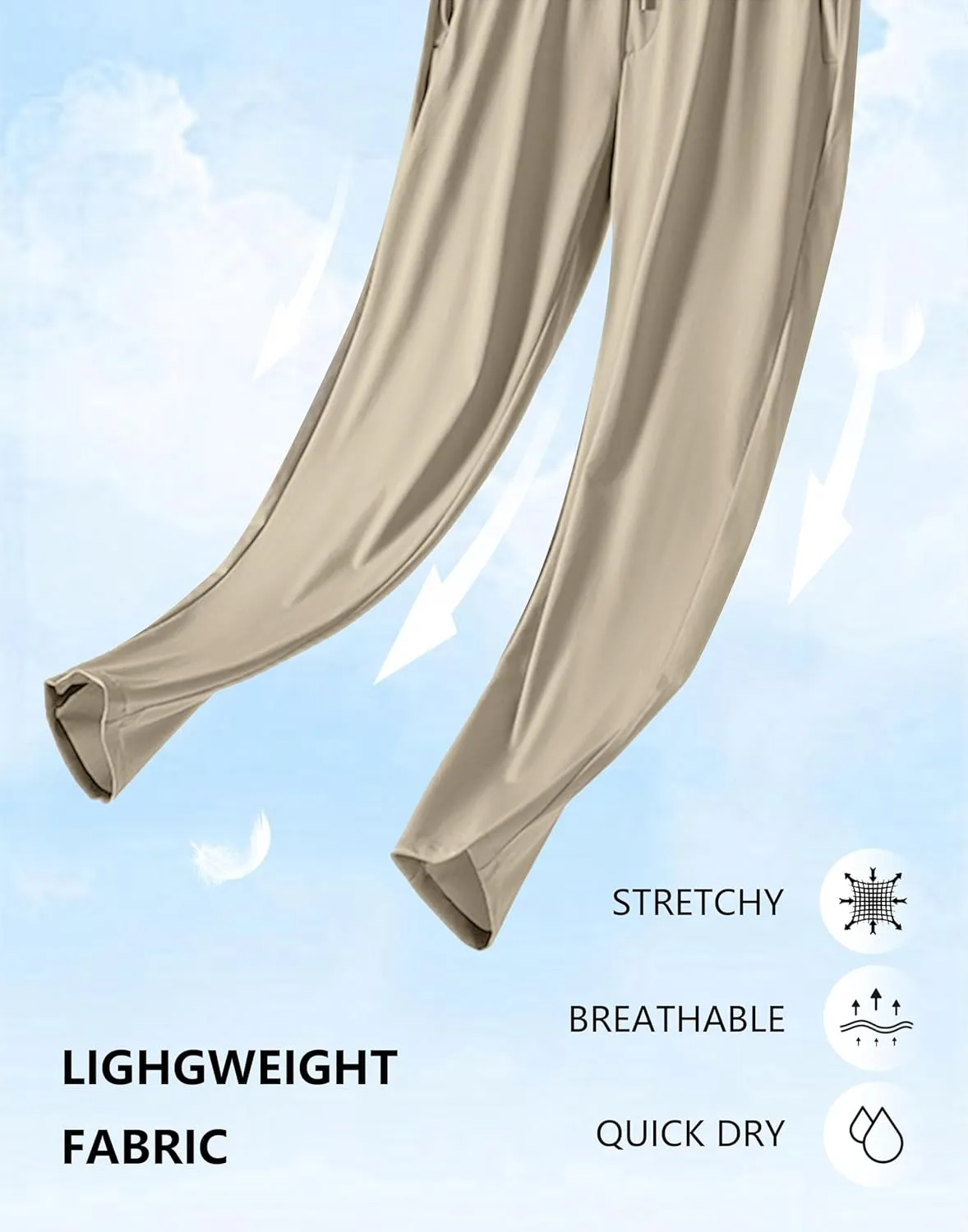 SANTINY Women's Lightweght Pants with Pockets 7/8 High Waisted Stretch Ankle Pants for Women Golf Travel Athletic Casual