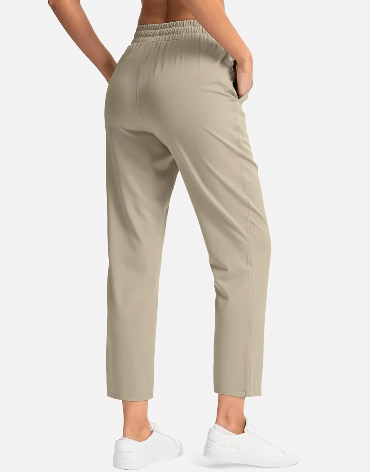 SANTINY Women's Lightweght Pants with Pockets 7/8 High Waisted Stretch Ankle Pants for Women Golf Travel Athletic Casual