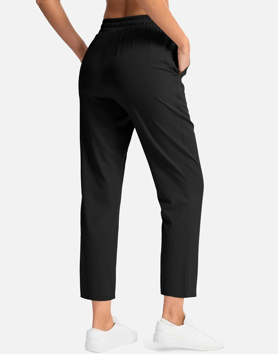 SANTINY Women's Lightweght Pants with Pockets 7/8 High Waisted Stretch Ankle Pants for Women Golf Travel Athletic Casual