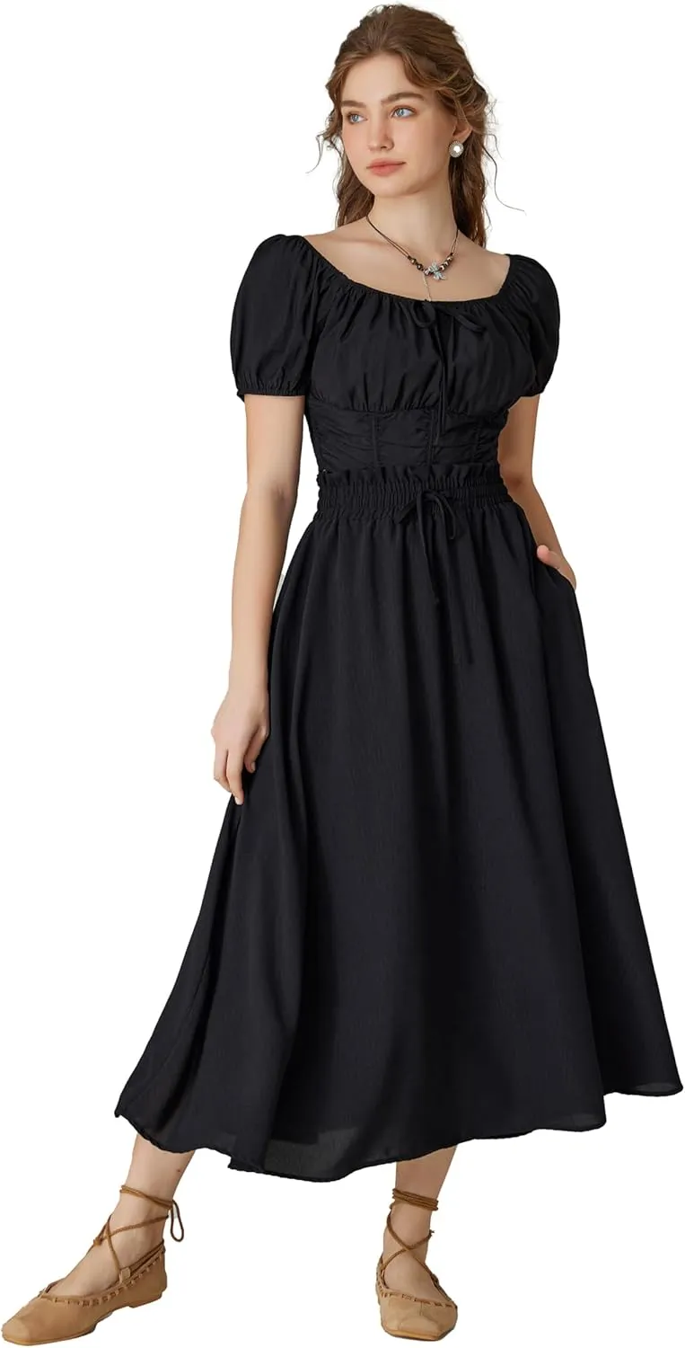 Scarlet Darkness Renaissance Maxi Skirts for Women Summer Floral Long Skirt with Pockets