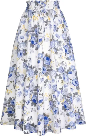 Scarlet Darkness Renaissance Maxi Skirts for Women Summer Floral Long Skirt with Pockets