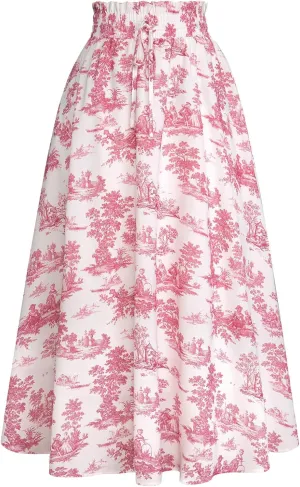 Scarlet Darkness Renaissance Maxi Skirts for Women Summer Floral Long Skirt with Pockets
