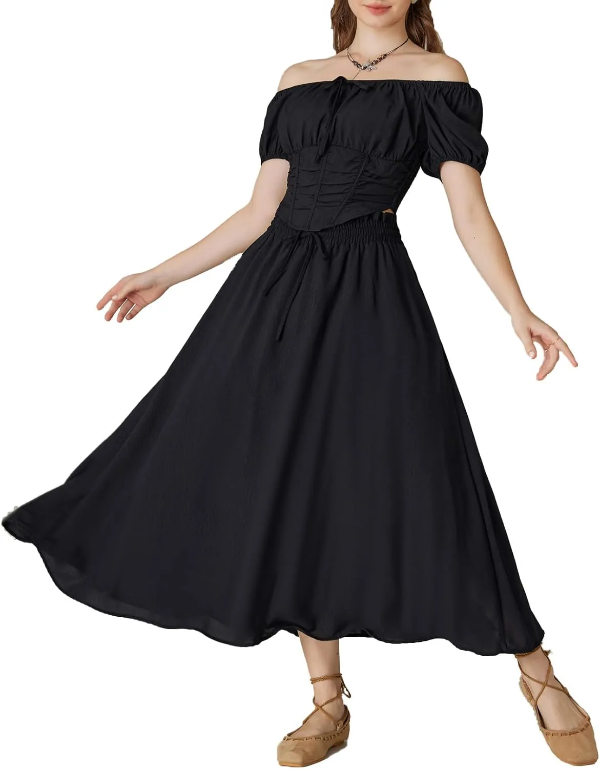 Scarlet Darkness Renaissance Maxi Skirts for Women Summer Floral Long Skirt with Pockets