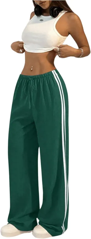 SHENHE Women's Wide Leg Loose Sweatpants Low Rise Y2k Drawstring Workout Sports Pants