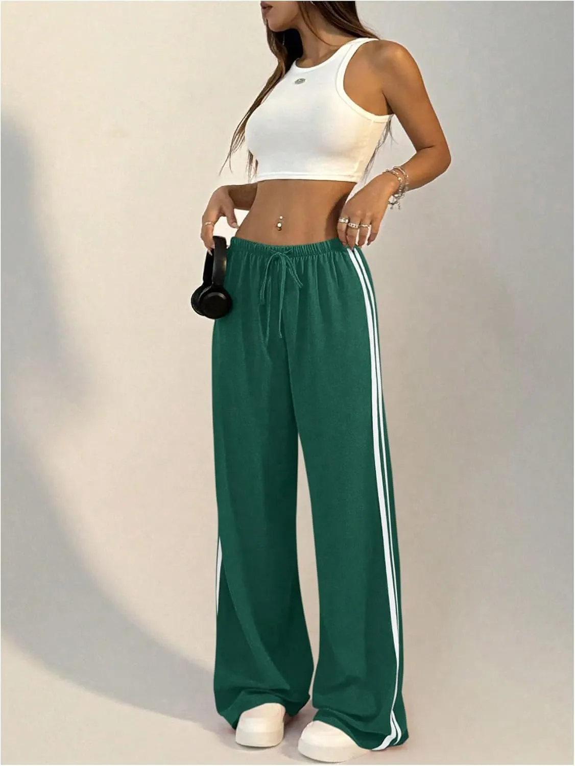 SHENHE Women's Wide Leg Loose Sweatpants Low Rise Y2k Drawstring Workout Sports Pants