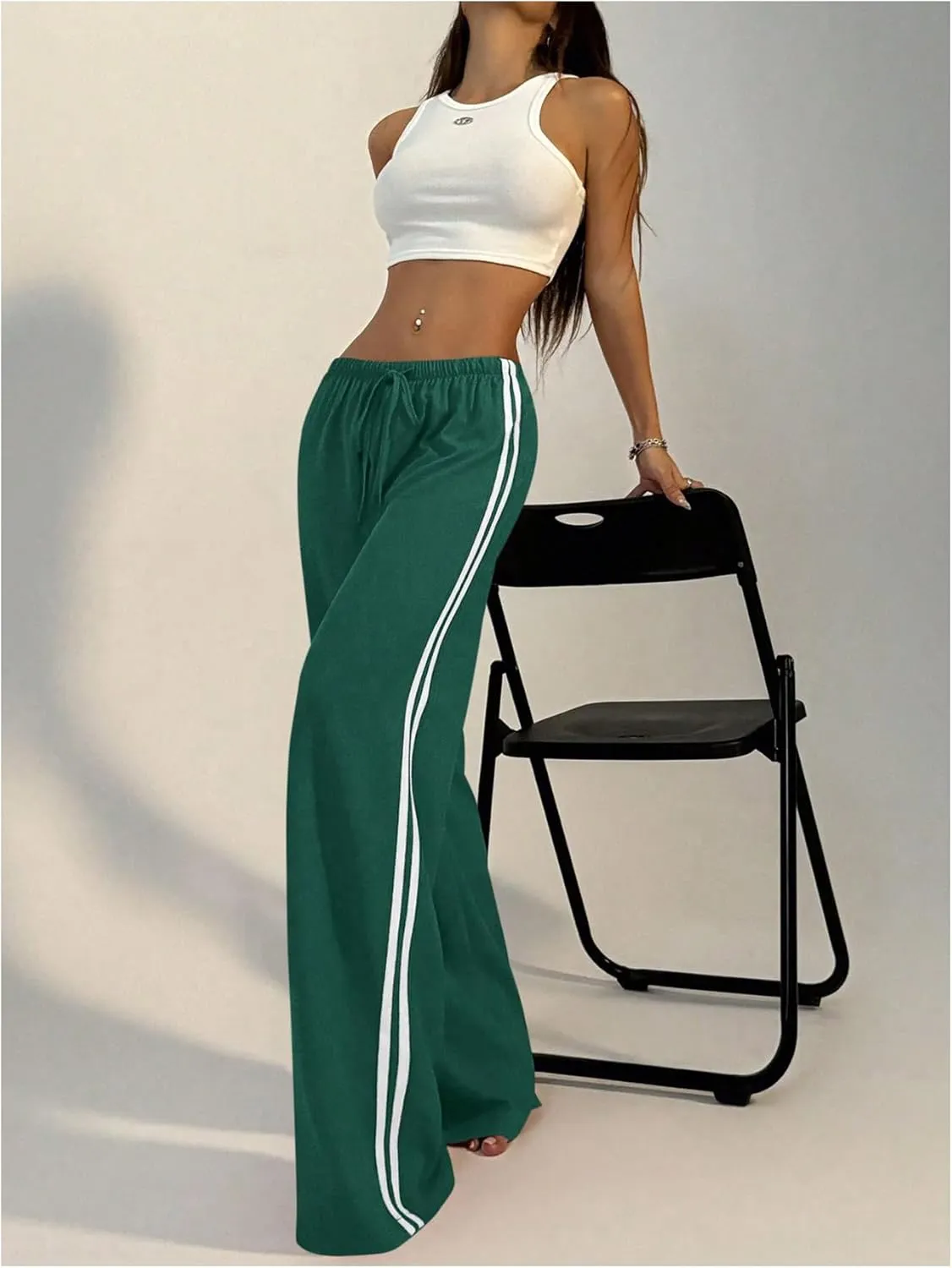 SHENHE Women's Wide Leg Loose Sweatpants Low Rise Y2k Drawstring Workout Sports Pants