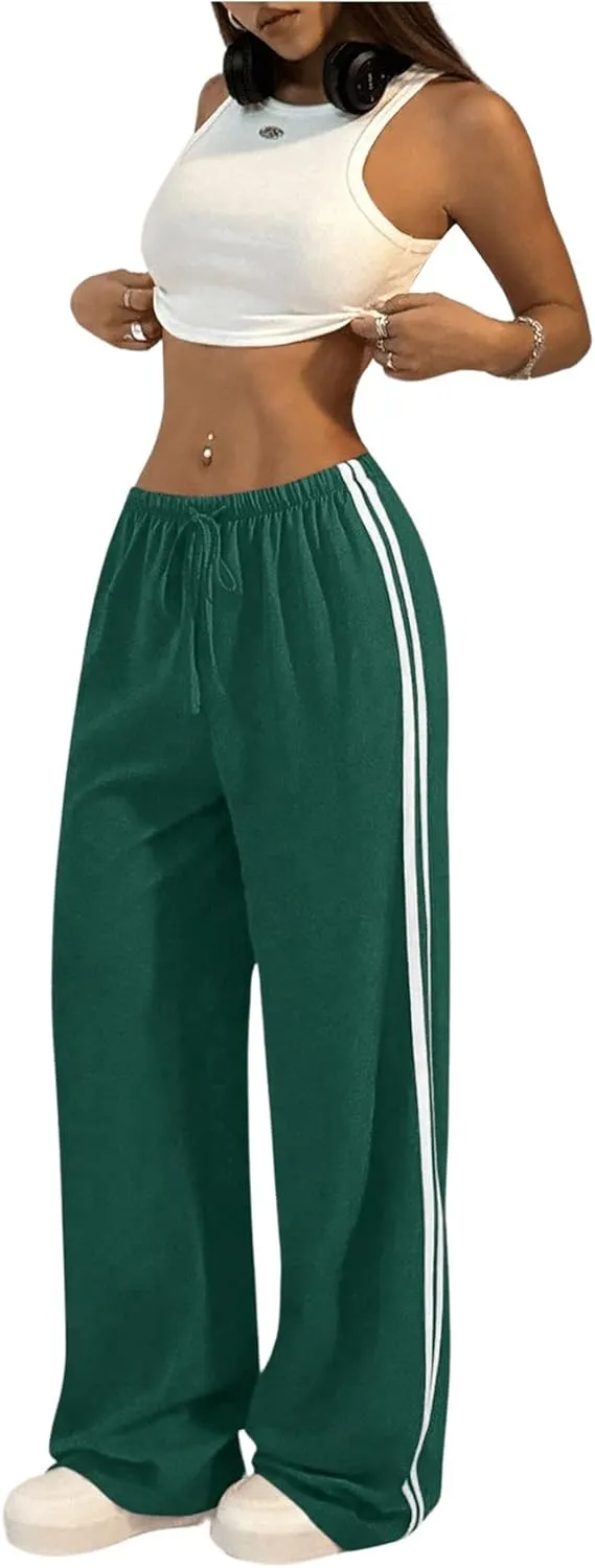 SHENHE Women's Wide Leg Loose Sweatpants Low Rise Y2k Drawstring Workout Sports Pants