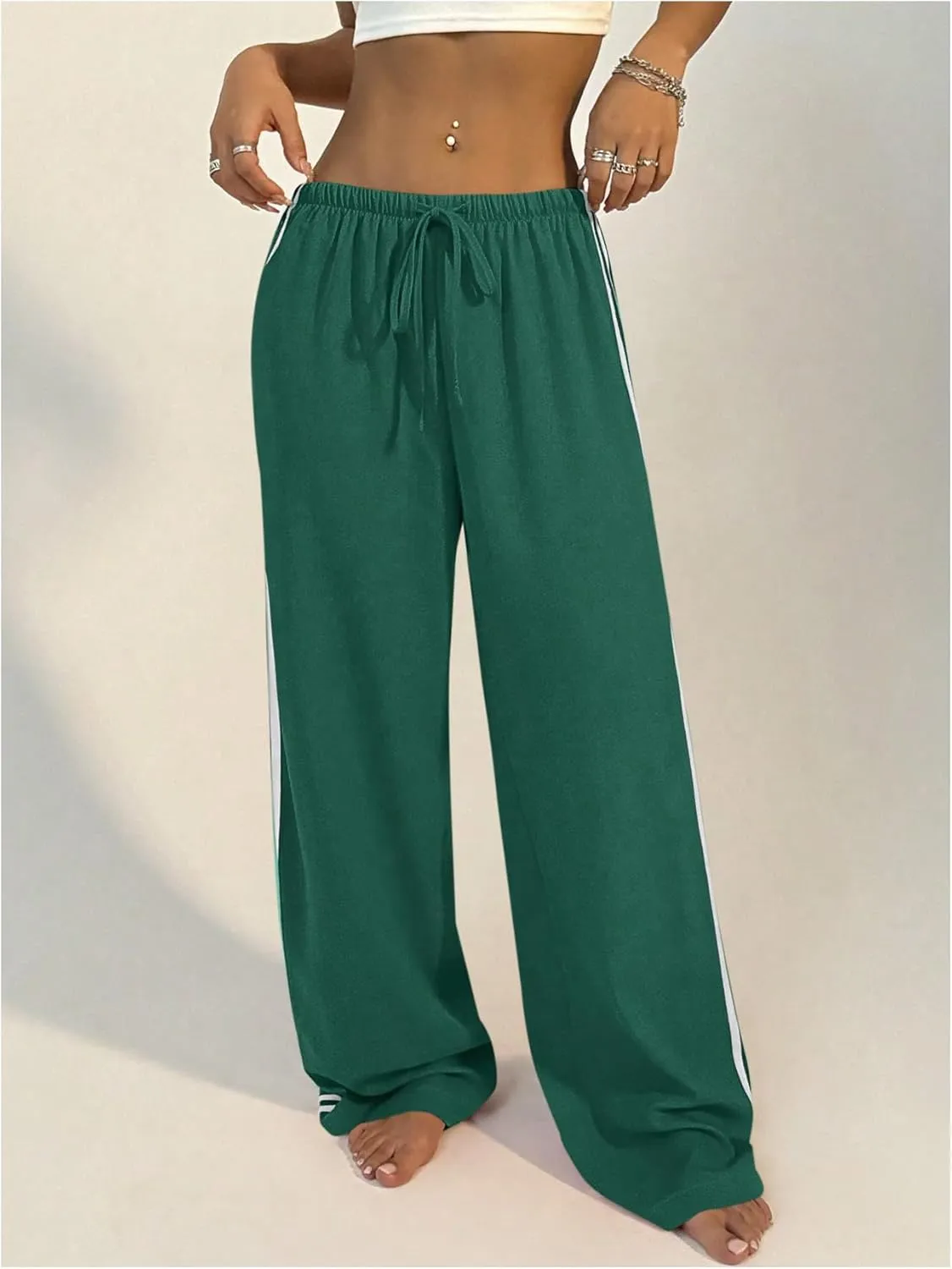 SHENHE Women's Wide Leg Loose Sweatpants Low Rise Y2k Drawstring Workout Sports Pants