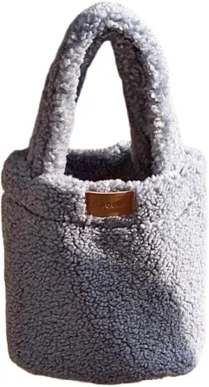 Sherpa Bucket Bag for Women Girls Furry Purse Handbags Fluffy Fuzzy Aesthetic Small Shoulder Bag for Autumn Winter