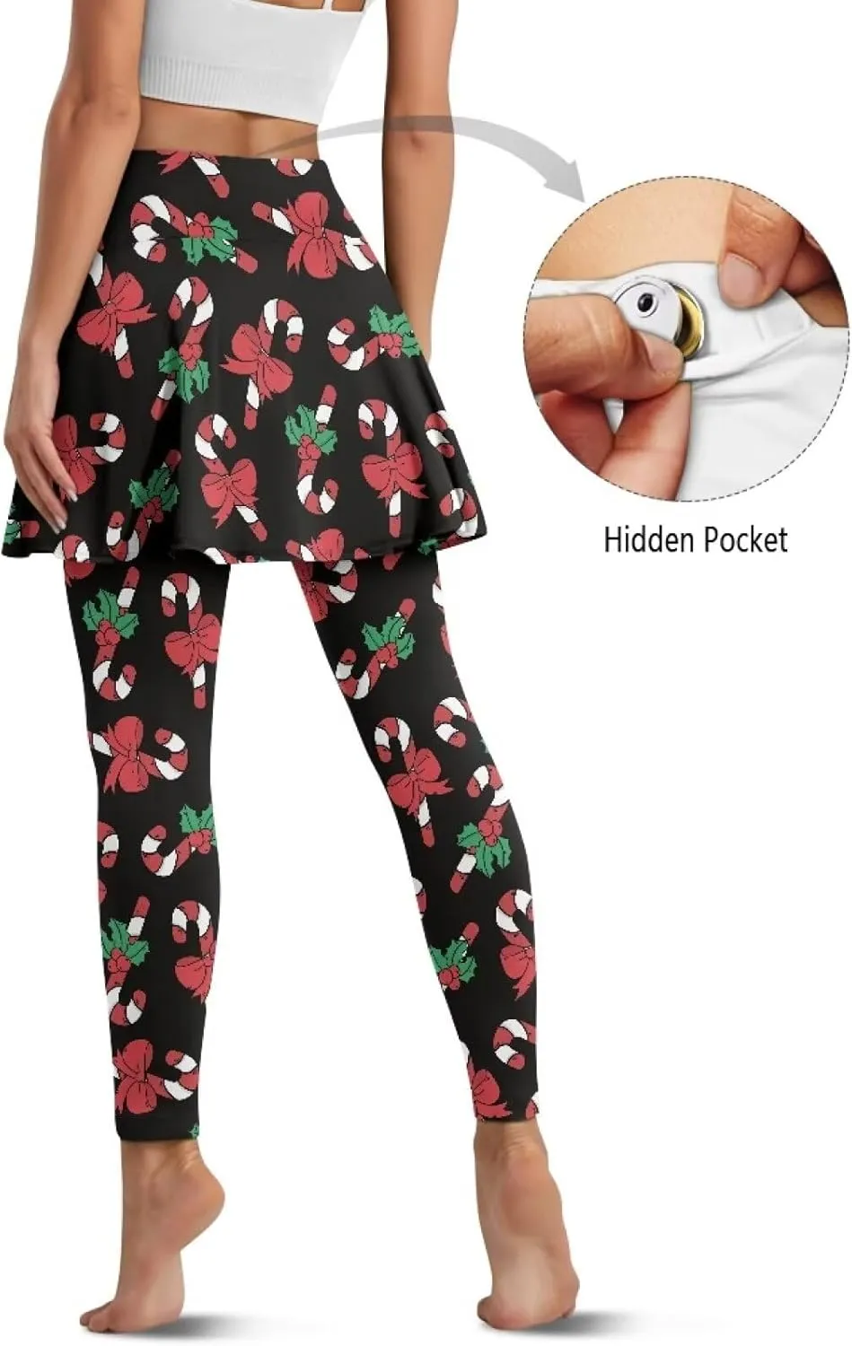 Skirted Yoga Leggings for Women Plus Size High Waist Tummy Control Skirted Leggings for Women with Pockets XS-3XL
