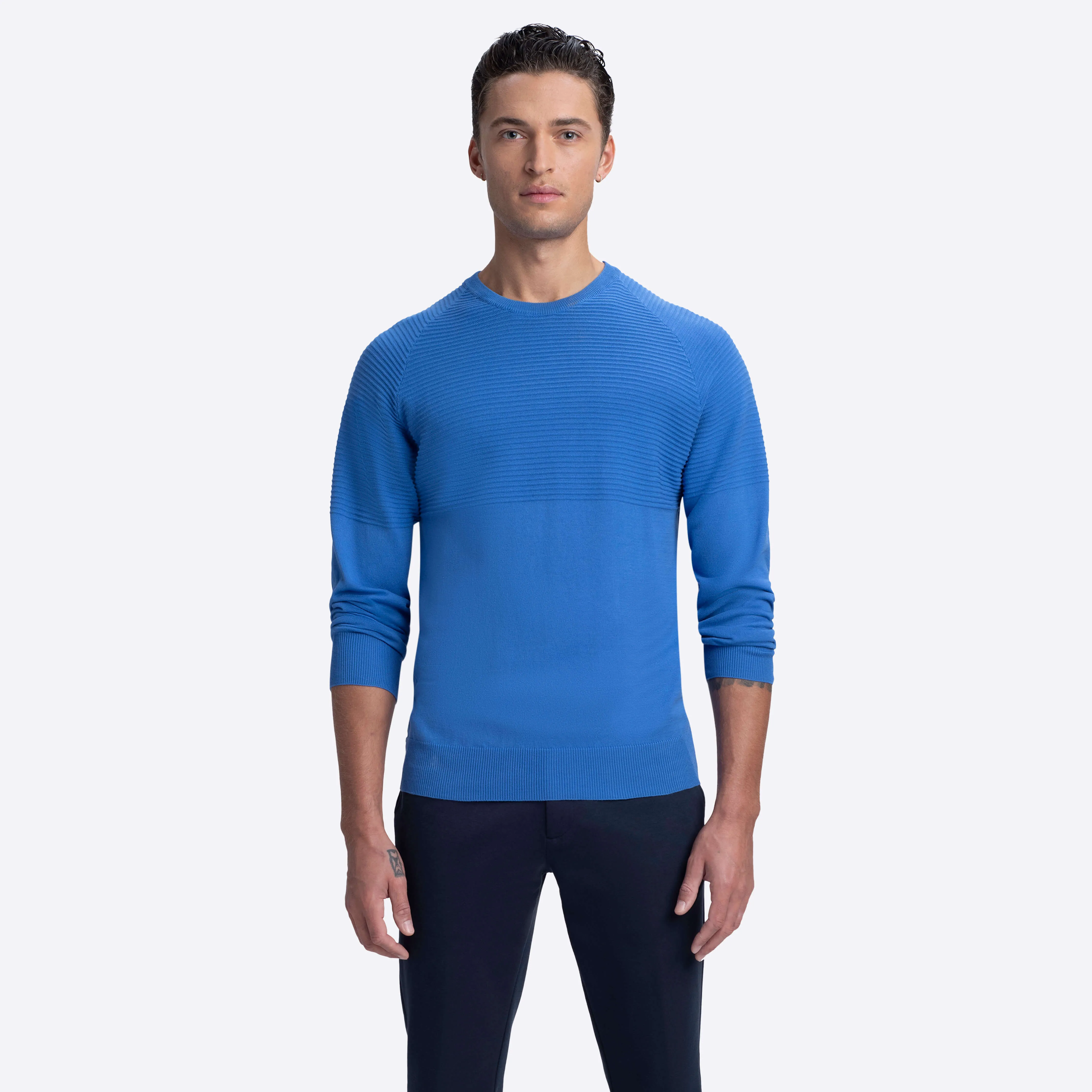 Solid & Stripe Combo Crew Neck Sweater