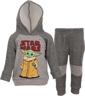 STAR WARS The Mandalorian Fleece Pullover Hoodie and Pants Outfit Set Infant to Big Kid Sizes (12 Months - 18-20)