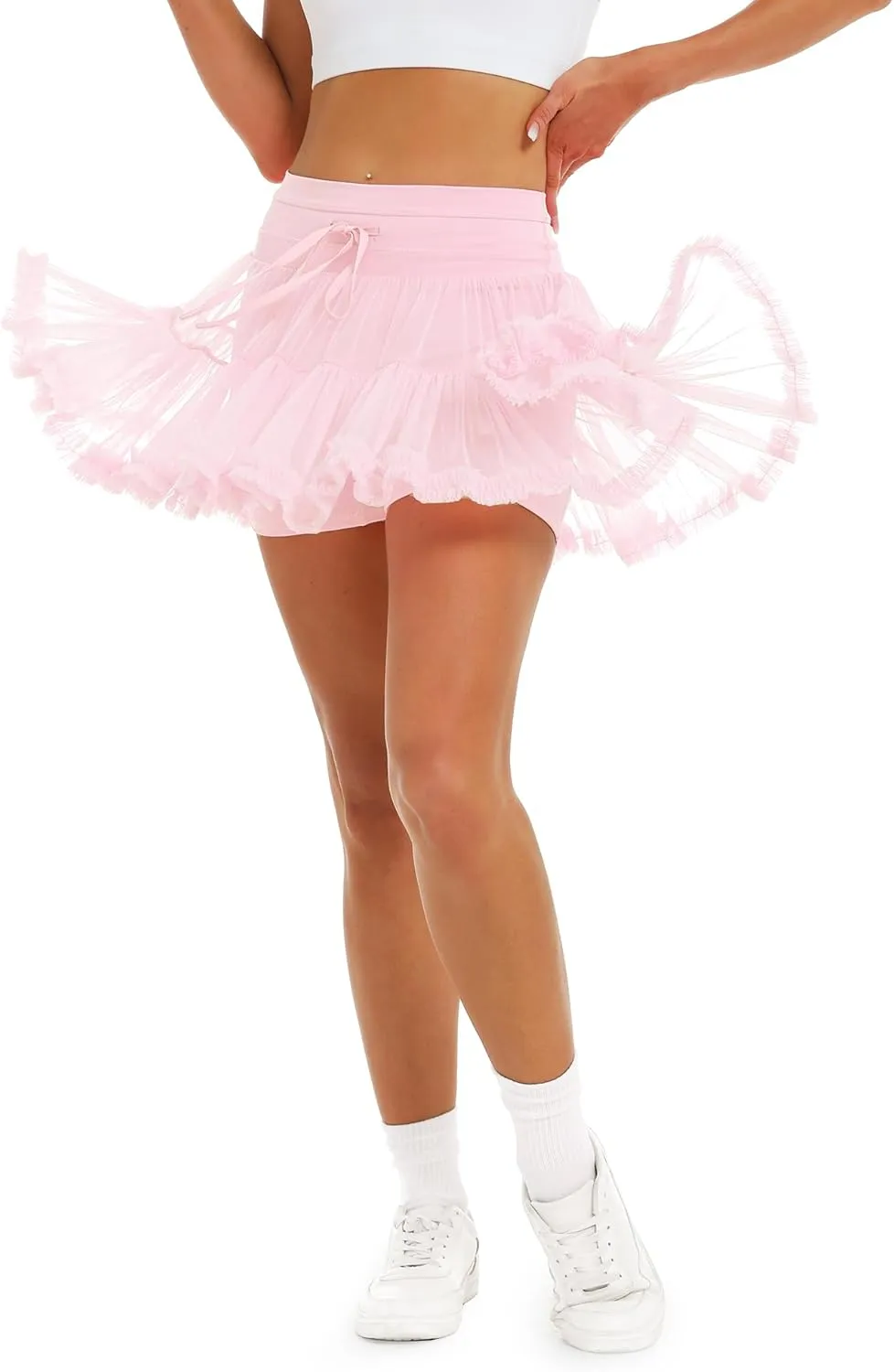 Stelle Women's High Waist Athletic Skorts with Shorts Pockets Ruffle Hem Flowy Skirts Mini Tiered Short Skirt Casual Summer