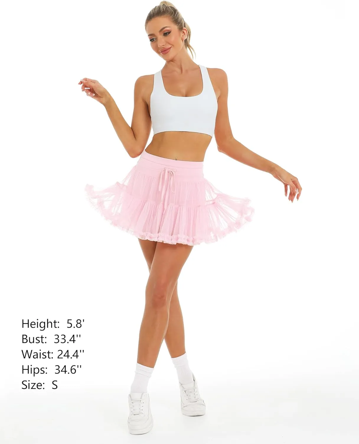 Stelle Women's High Waist Athletic Skorts with Shorts Pockets Ruffle Hem Flowy Skirts Mini Tiered Short Skirt Casual Summer