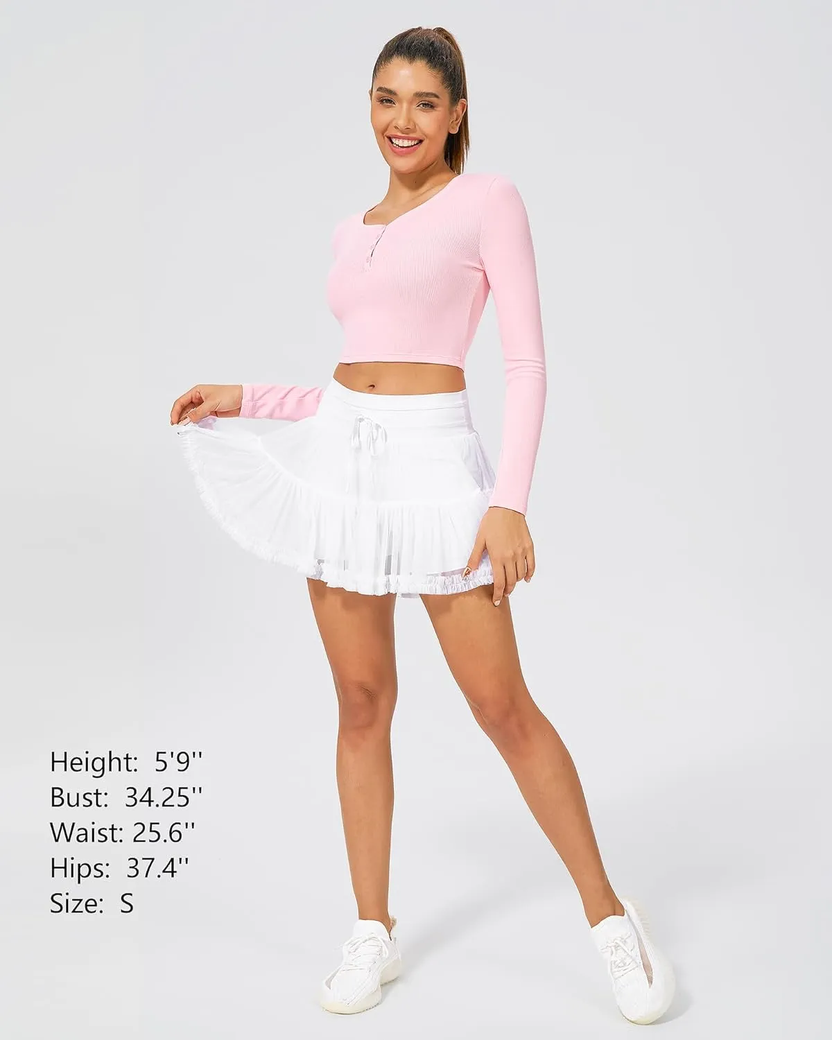 Stelle Women's High Waist Athletic Skorts with Shorts Pockets Ruffle Hem Flowy Skirts Mini Tiered Short Skirt Casual Summer