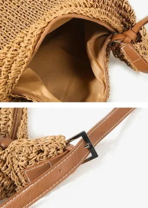 Straw Beach Bag for Women Summer Fashion Woven Hobo Bag Lightweight Hobo Shoulder Handbag Purse Vocation Travel