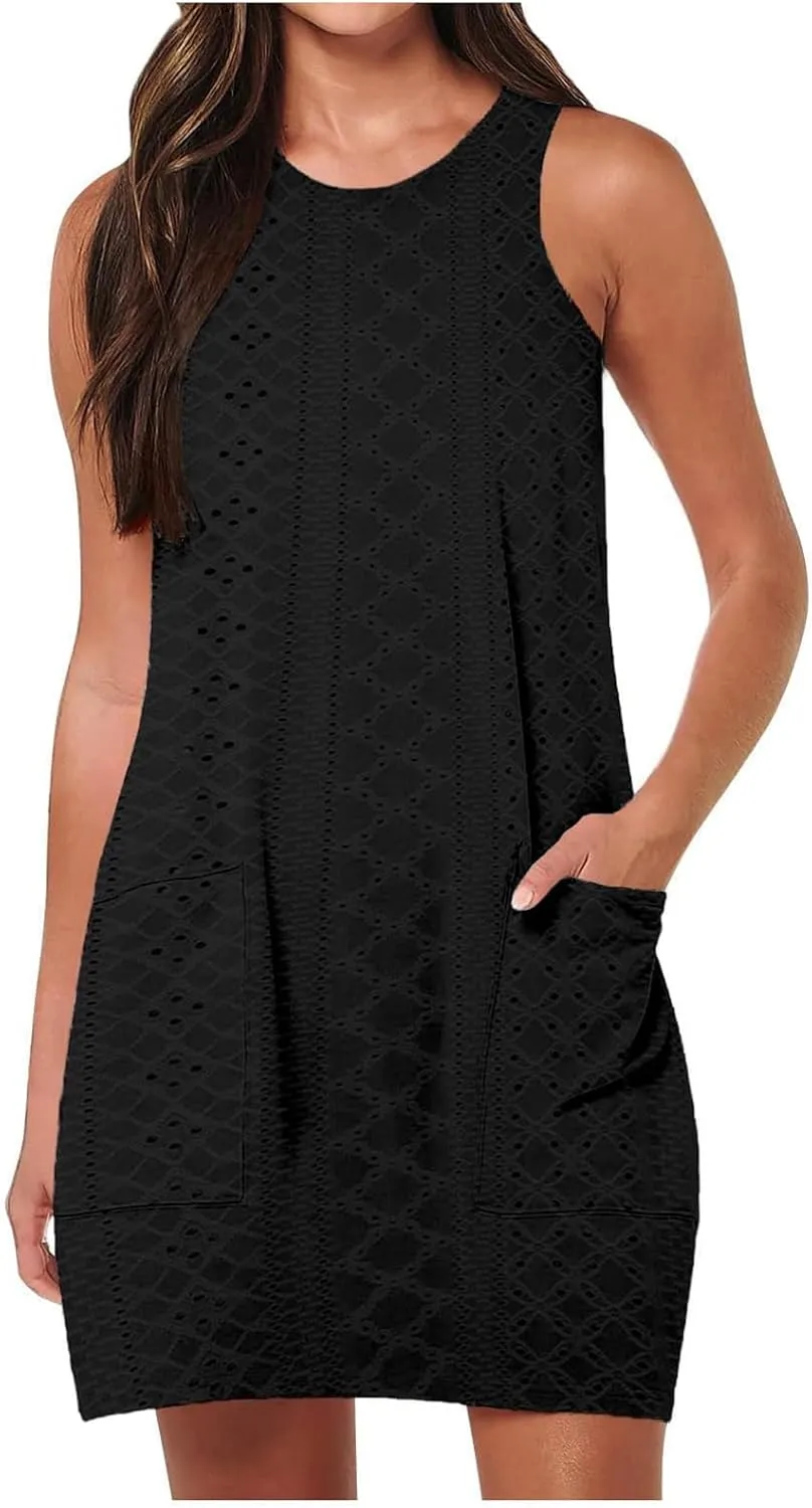 Summer Dresses for Women Sleeveless Sundresses Casual Swing Tank Beach Cover Up Dress Loose T-Shirt Vacation Dresses