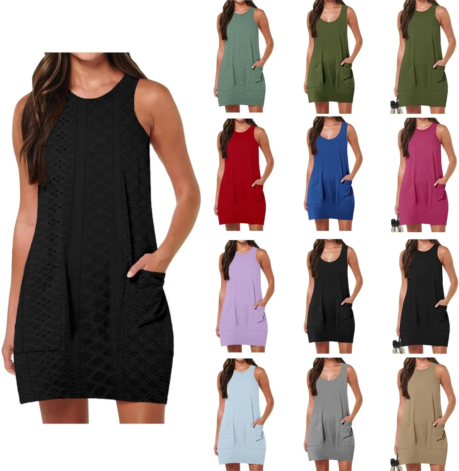 Summer Dresses for Women Sleeveless Sundresses Casual Swing Tank Beach Cover Up Dress Loose T-Shirt Vacation Dresses