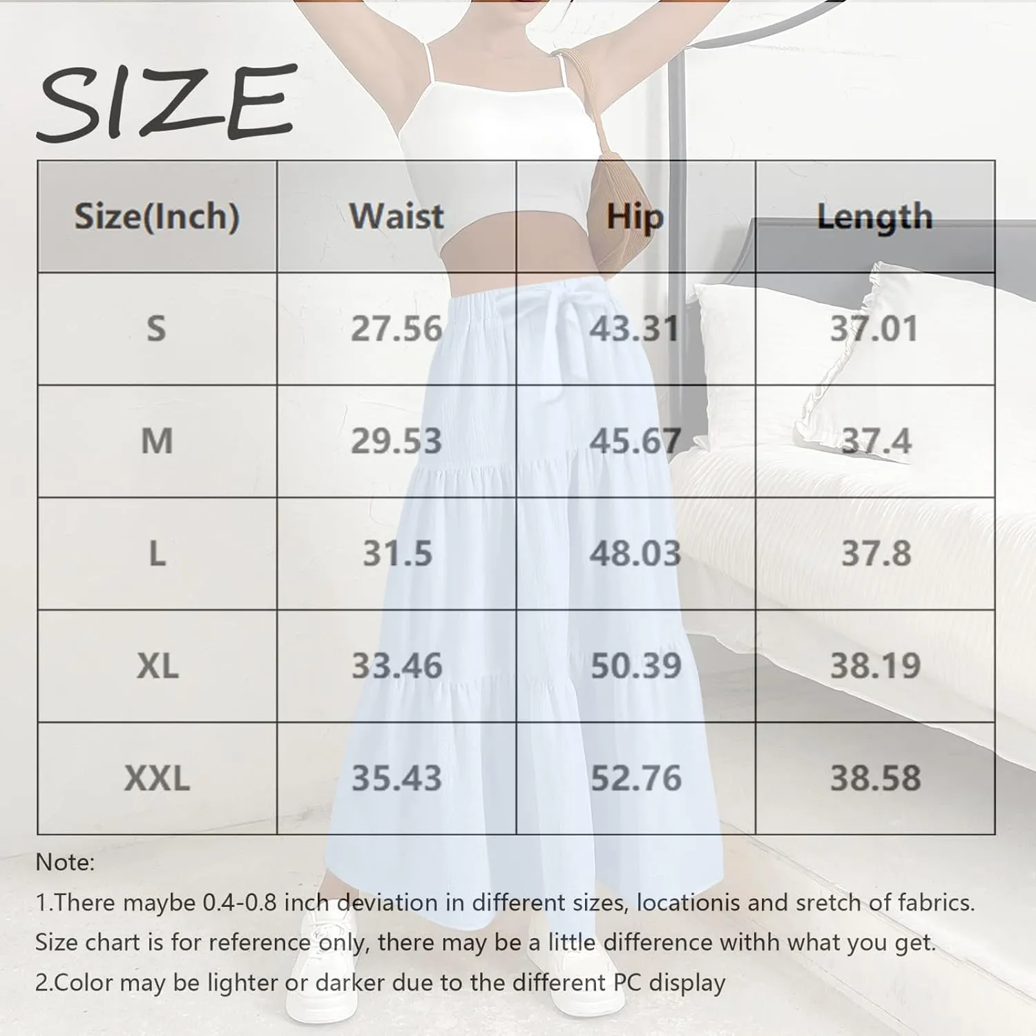 Summer Skirts for Women Boho Casual Elegant Smock Layered Tiered Maxi Skirt High Waisted A Line Flowy Long Skirts