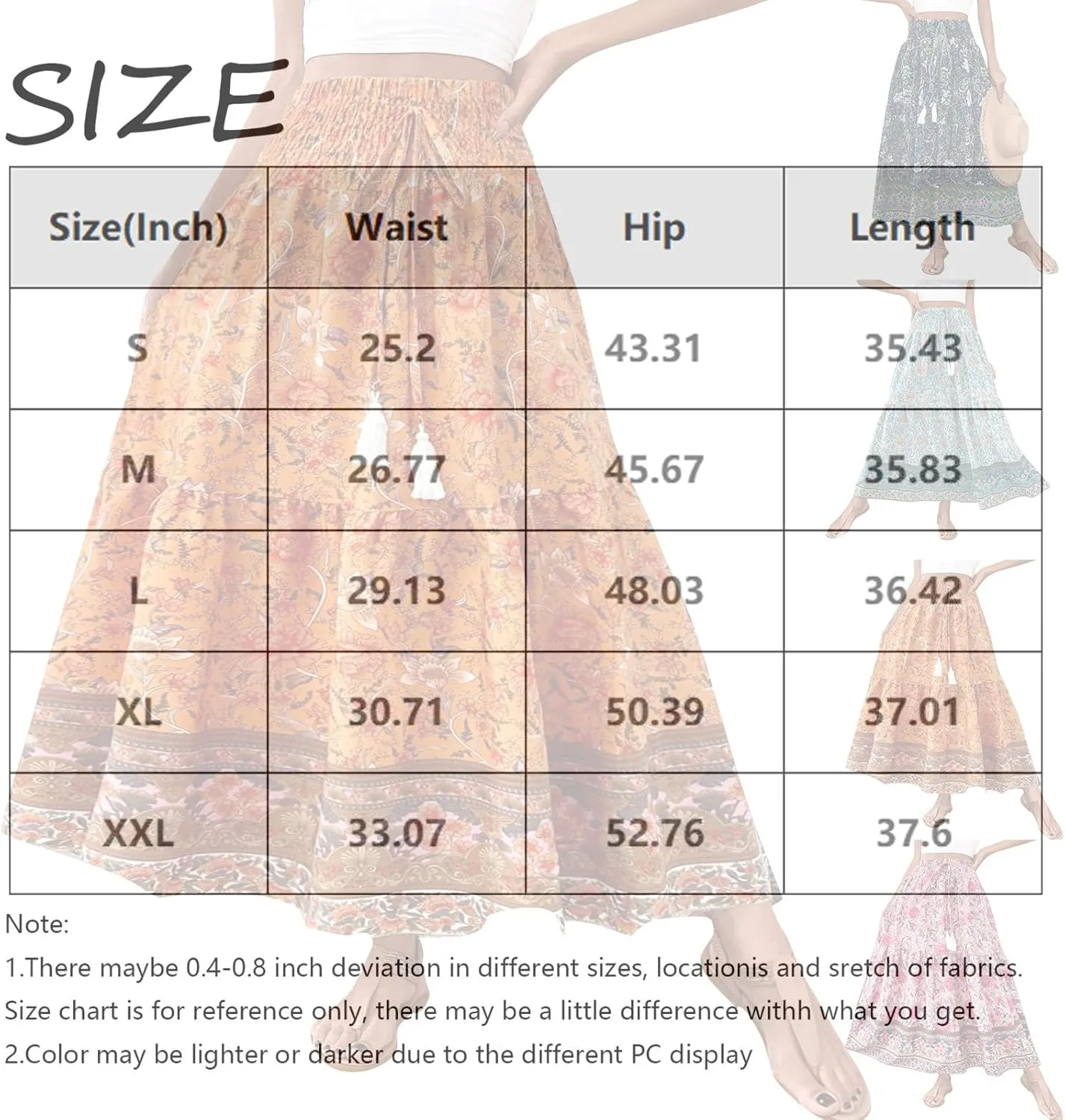 Summer Skirts for Women Boho Casual Elegant Smock Layered Tiered Maxi Skirt High Waisted A Line Flowy Long Skirts
