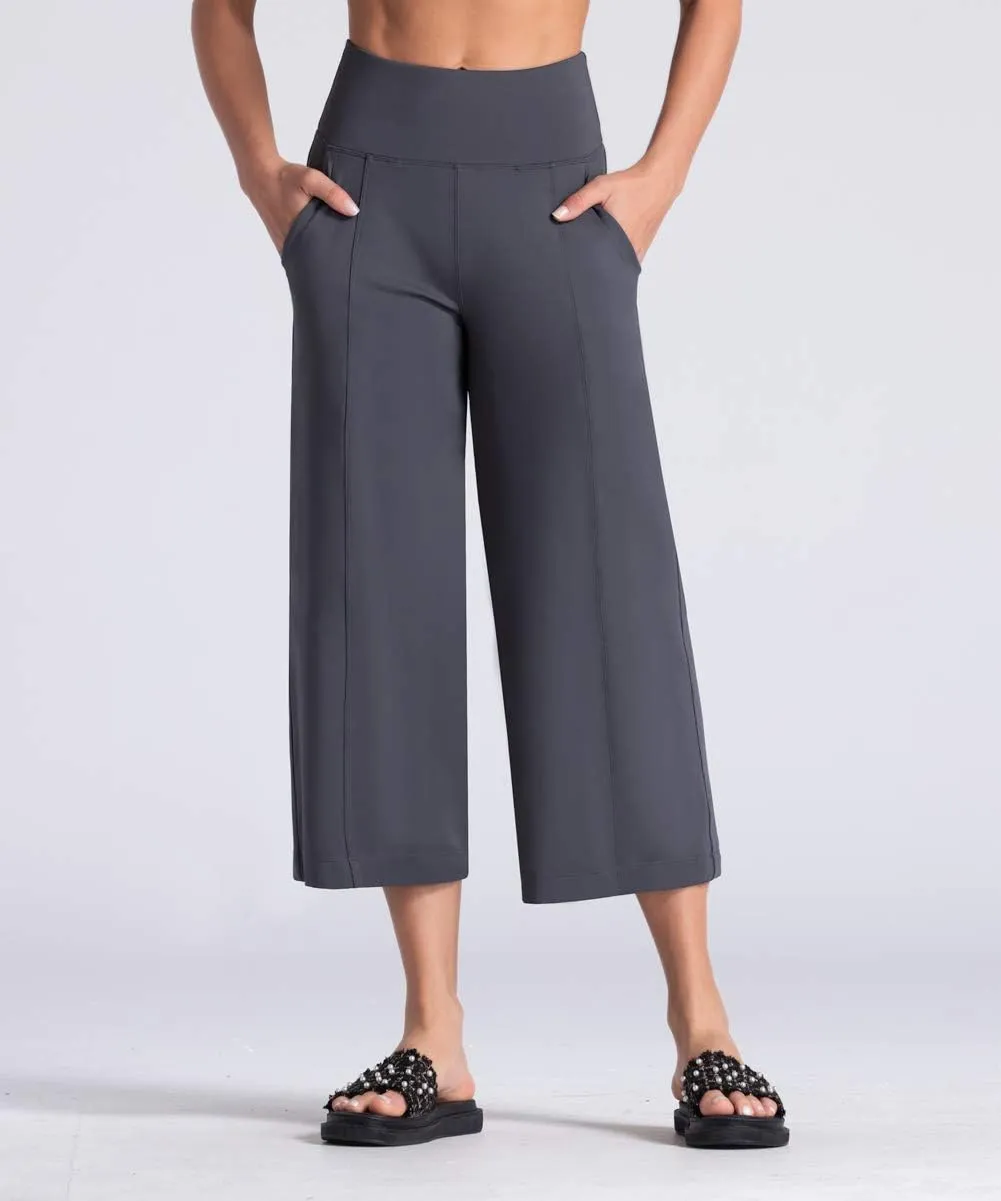 THE GYM PEOPLE Womens' Yoga Pants with Pockets and Tummy Control High Waist in Flare Crop