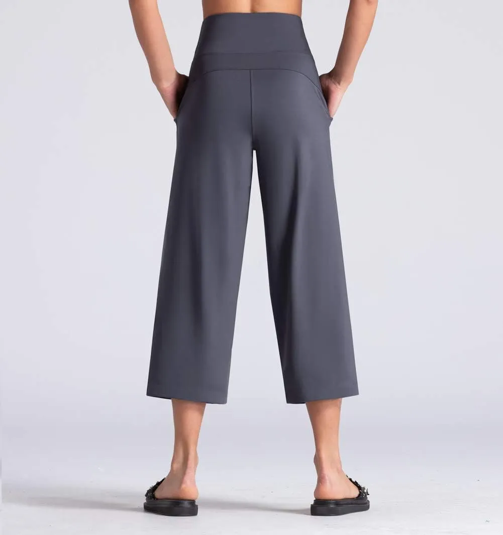 THE GYM PEOPLE Womens' Yoga Pants with Pockets and Tummy Control High Waist in Flare Crop