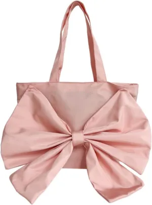 Trendy Bow Large Handbags Purses for Women Y2K Aesthetic Bow Knot Top Handle Bag Hobo Tote Bag,Pink