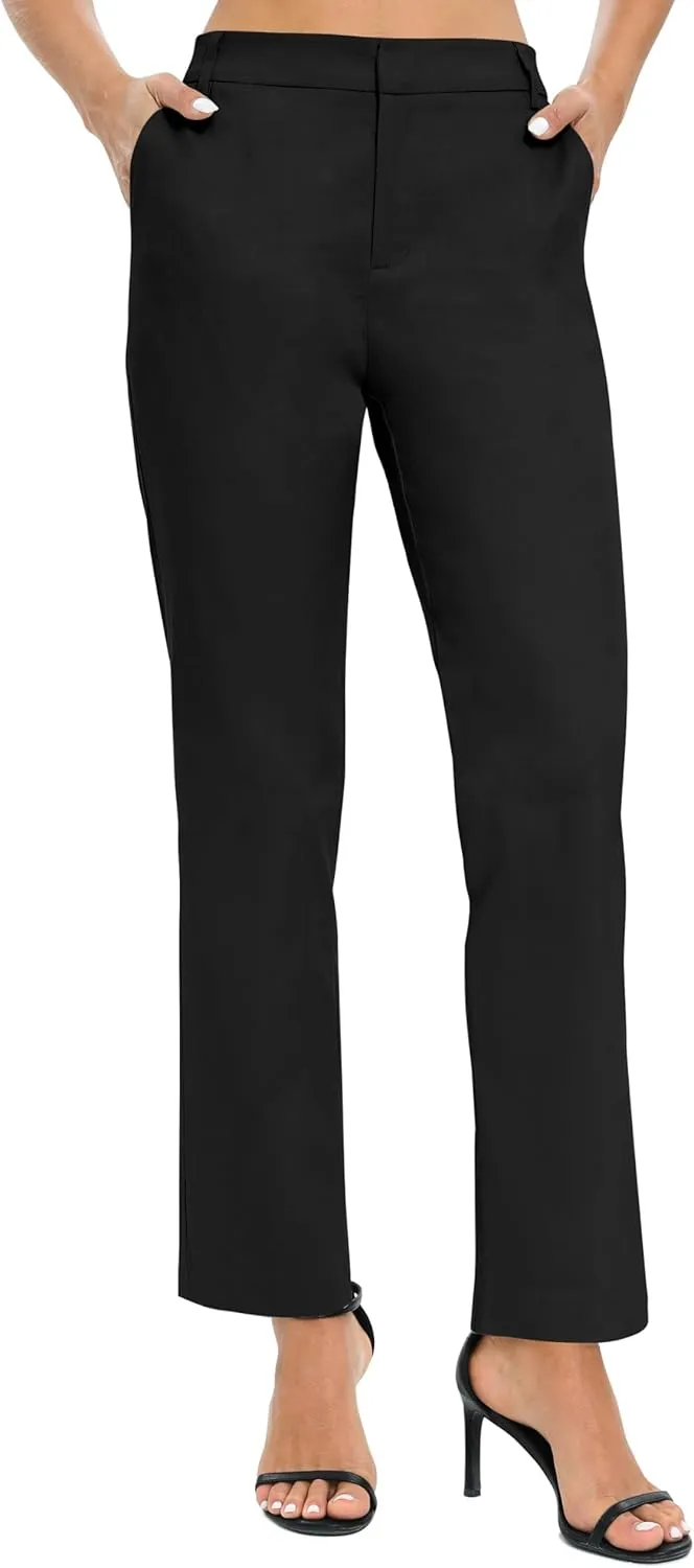 Urban CoCo Women's Elastic Waisted Work Pants Business Casual Office Pants Trousers with Pockets