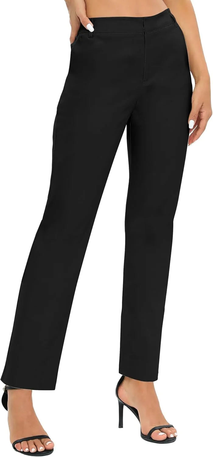 Urban CoCo Women's Elastic Waisted Work Pants Business Casual Office Pants Trousers with Pockets