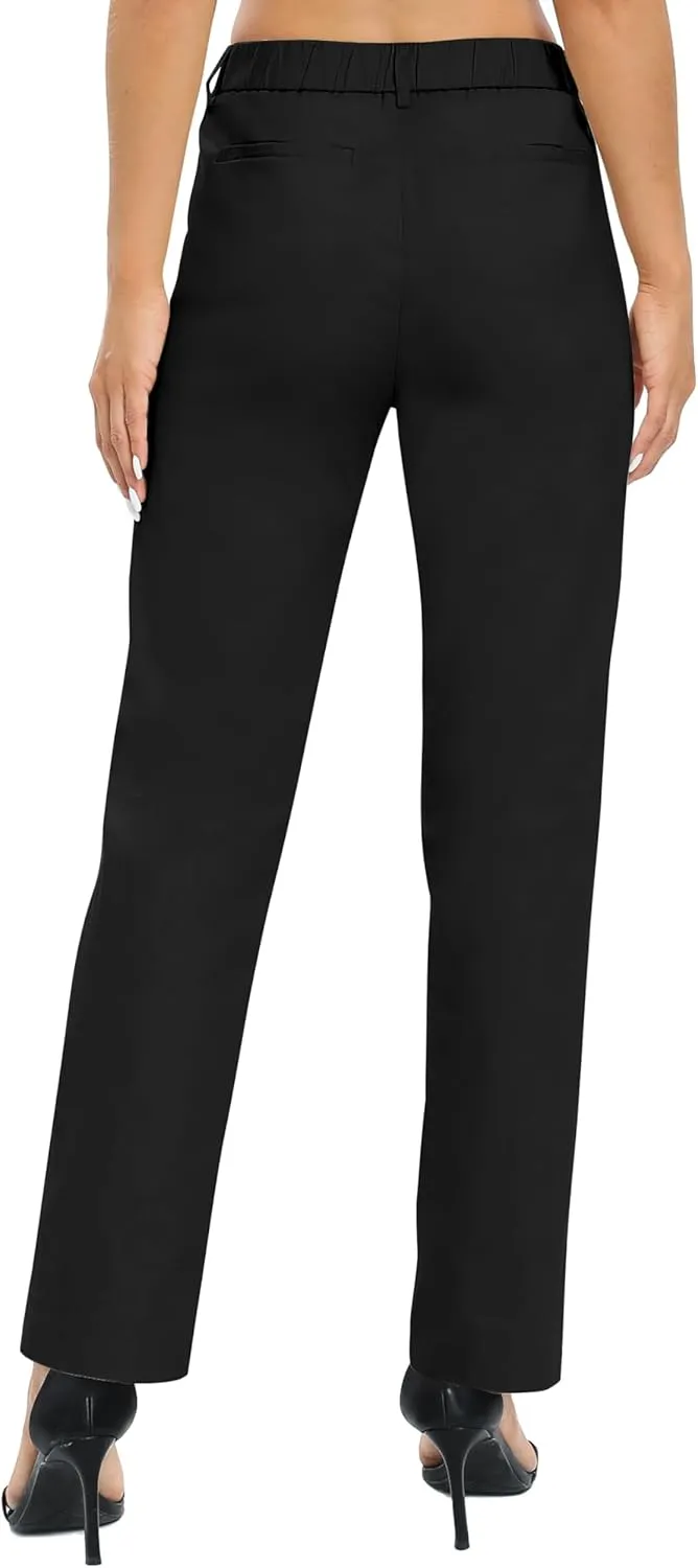 Urban CoCo Women's Elastic Waisted Work Pants Business Casual Office Pants Trousers with Pockets
