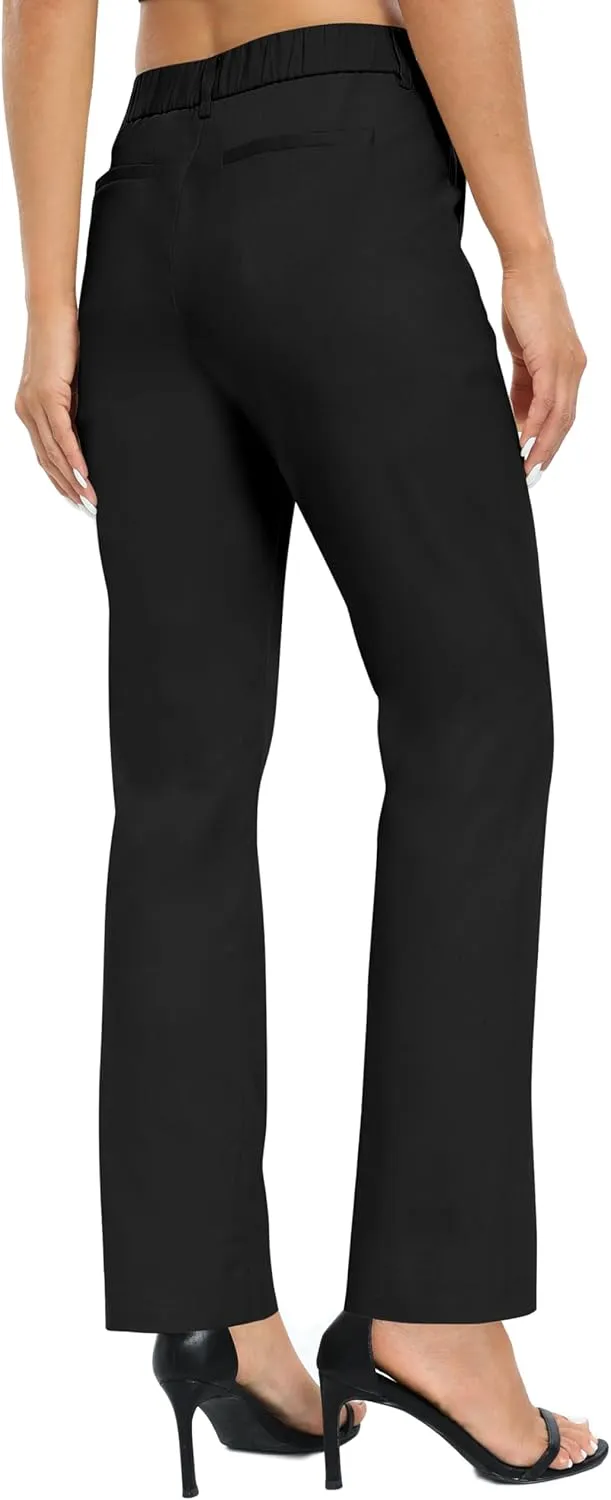 Urban CoCo Women's Elastic Waisted Work Pants Business Casual Office Pants Trousers with Pockets