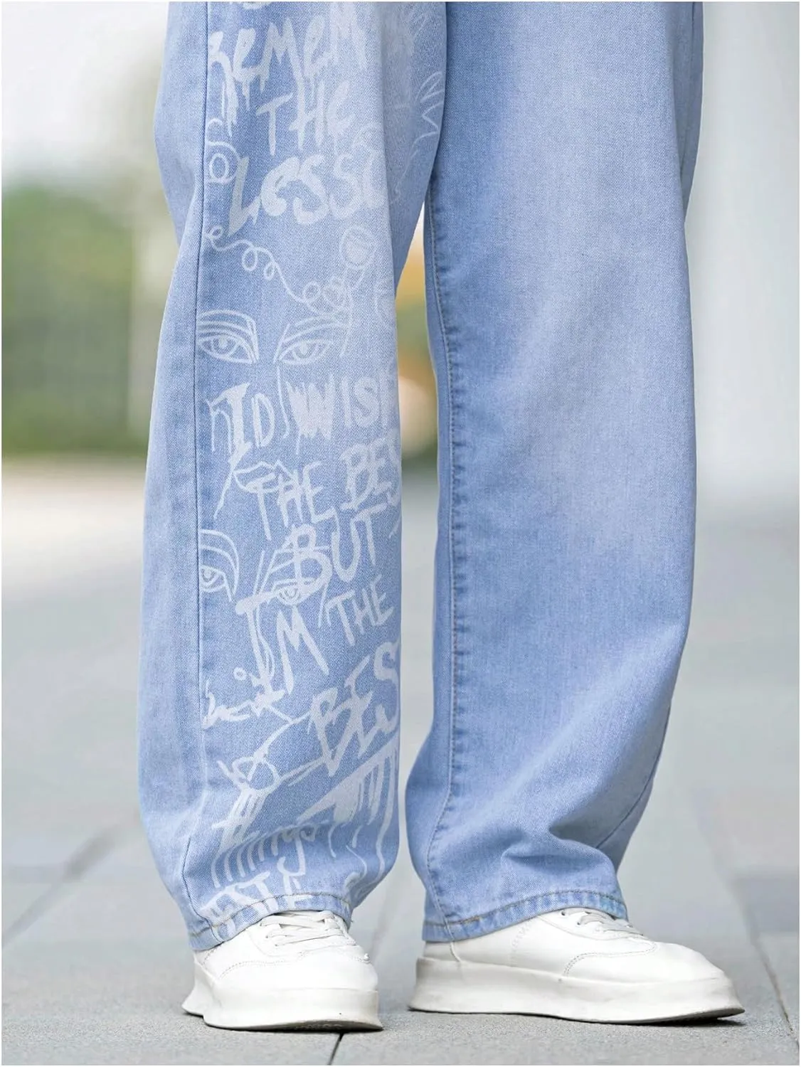 Verdusa Men's Wide Leg Denim Pants Casual Loose Fit Long Jeans with Pockets