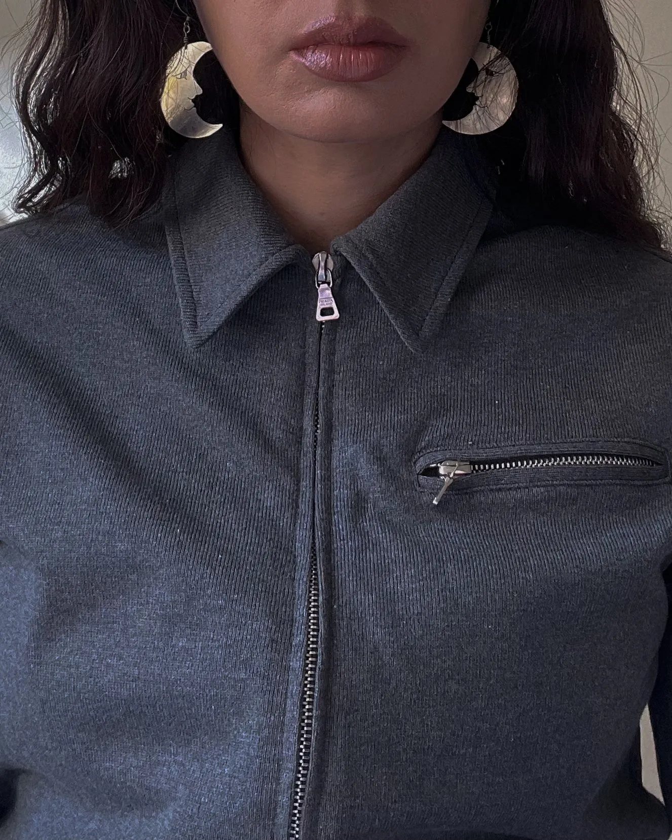 Vintage Prada Cotton Knit Zip Jacket