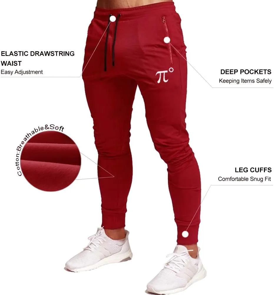 Wangdo Men's Joggers Sweatpants Gym Training Workout Pants Slim Fit with Zipper Pockets