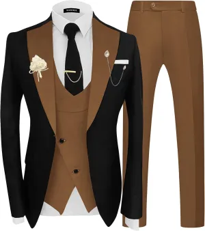 Wangyue 3 Piece Mens Tuxedo Suit Slim Fit Suits for Men Double Breasted Wedding Prom Tuxedos Blazer Vest Pants Sets 2025