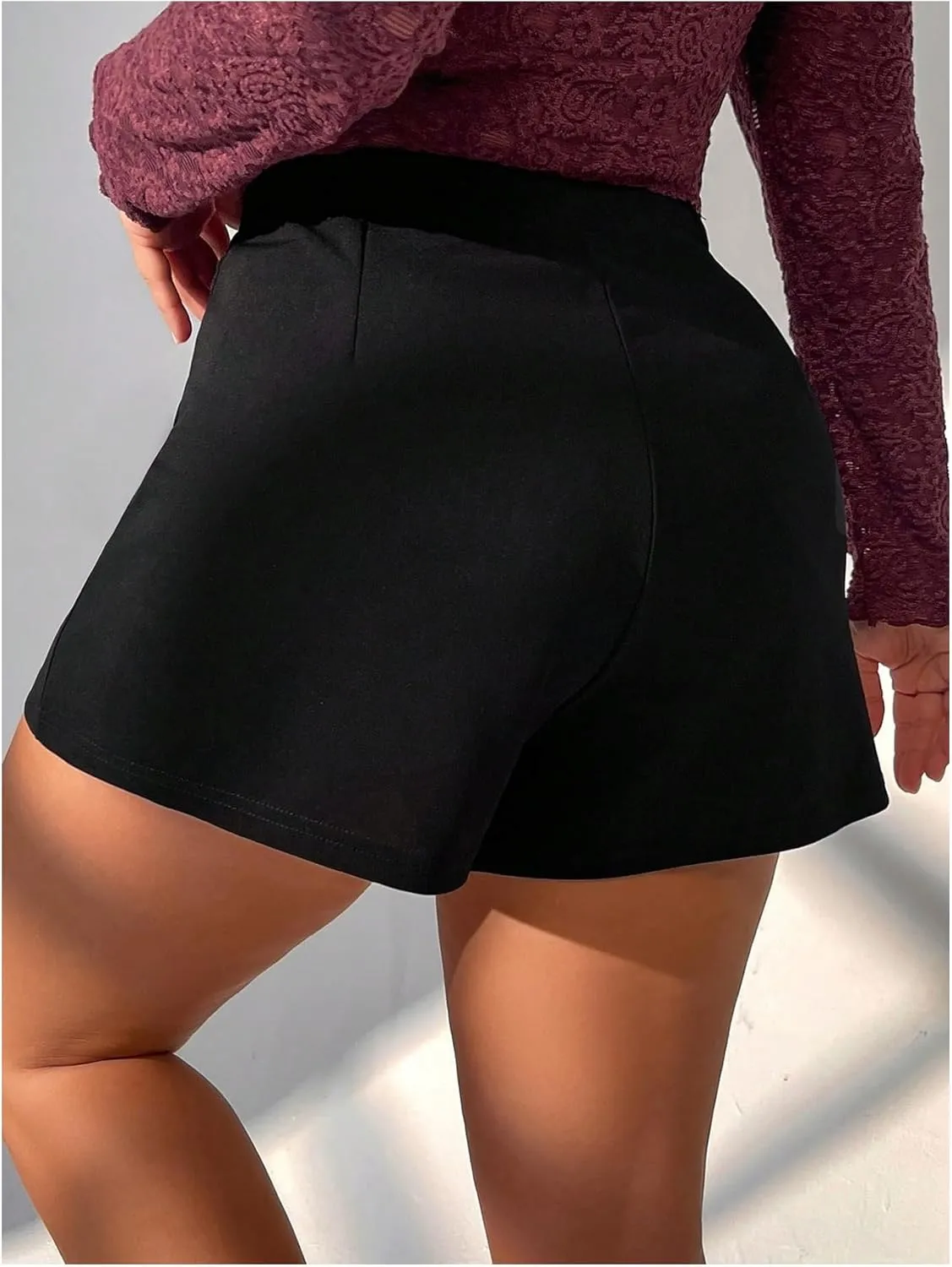 WDIRARA Women's Plus Size Bow Wrap Mini Skorts Glitter Rhinestone Asymmetrical High Waist Skirt Shorts