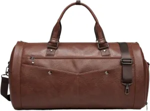 Weekender Travel Bag Convertible Garment Bag,19in Leatheret Waterproof Travel Duffel Bag with Shoe Compartment Sport Gym Bag