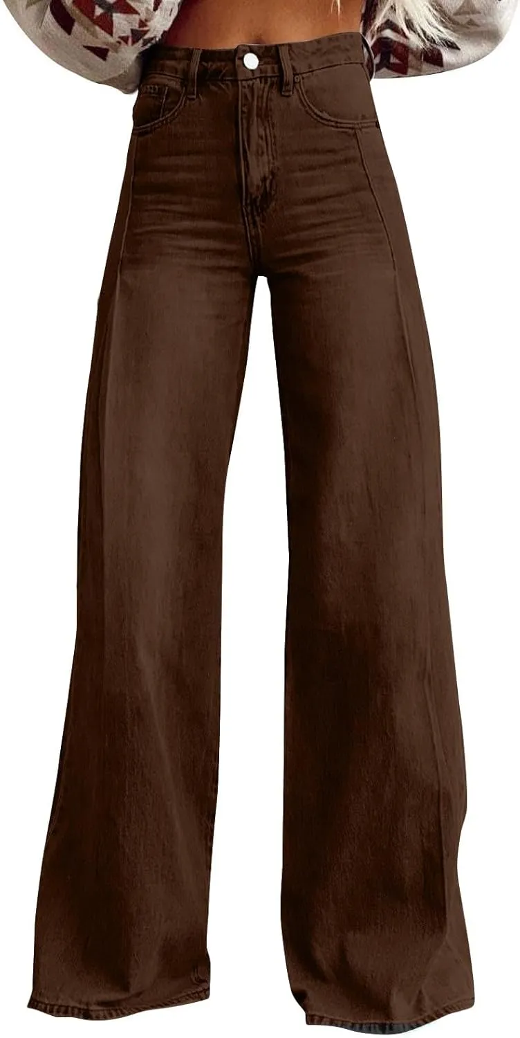 Wide Leg Jeans for Women 2025 Summer High Waisted Strechy Trendy Baggy Bootcut Y2K Street Denim Pants Plus Size