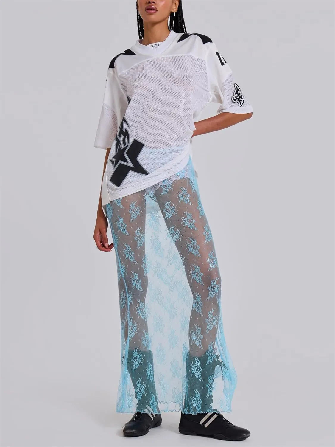 Women Sexy Lace Sheer Maxi Skirt Y2k Floral Lace Mesh Beach Cover-up Long Skirts Fairy Aesthetic Coquette Streetwear