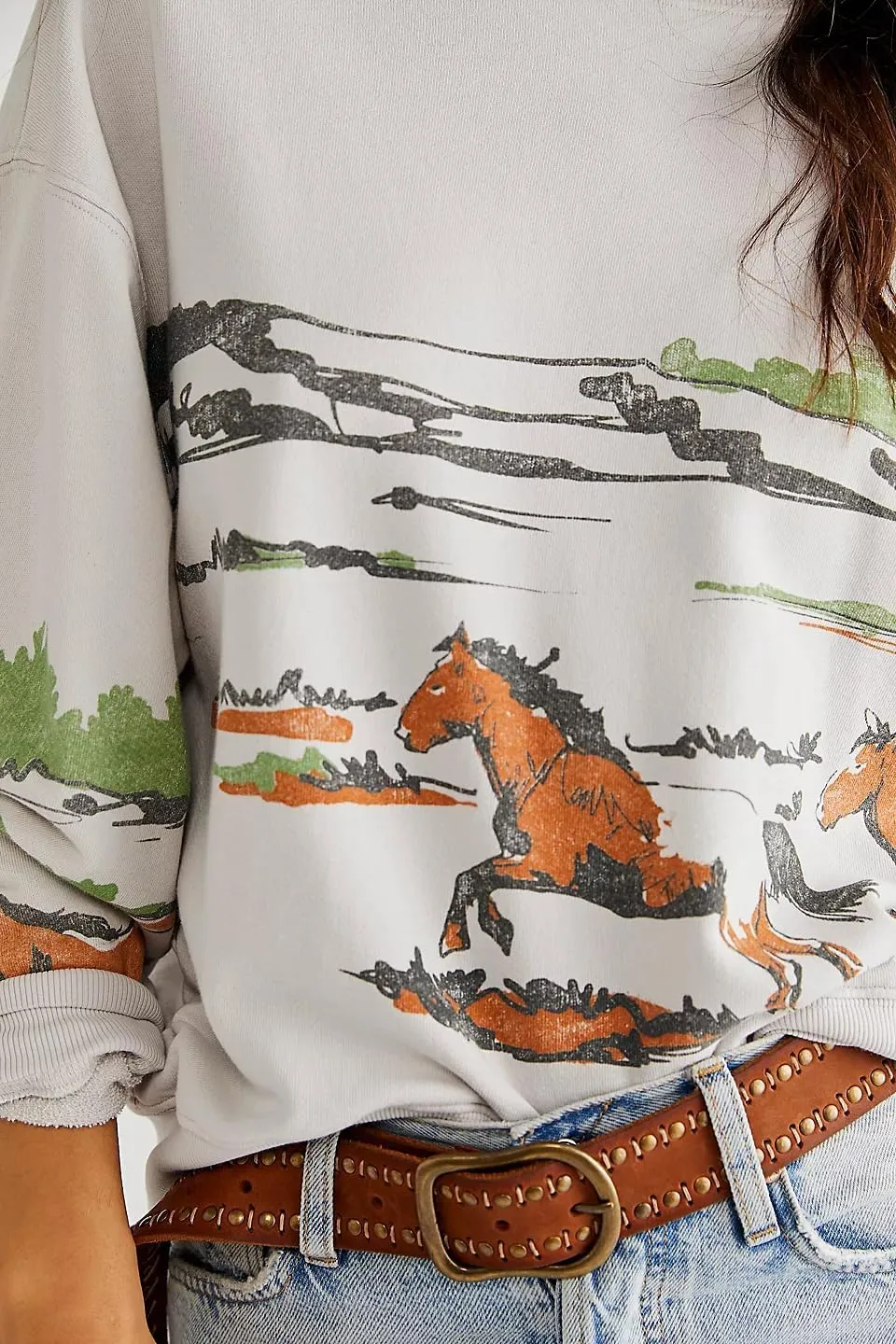 Women Star Striped Graphic Sweatshirt Long Sleeve Crew Neck Oversized Hoodie Casual Drop Shoulder Pullover Jacket