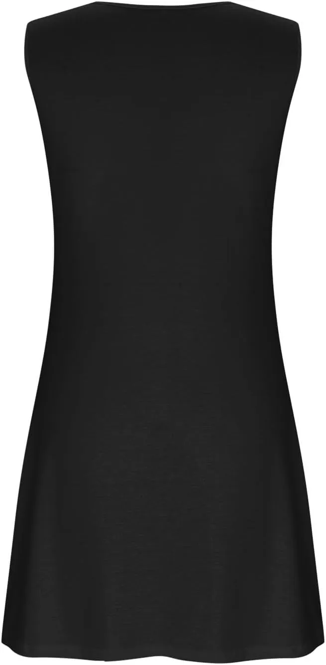 Women Summer Dresses Scoop Neck O-Ring Shoulder Sleeveless Button Tank Sundress 2025 Casual Beach A-Line Mini Dress