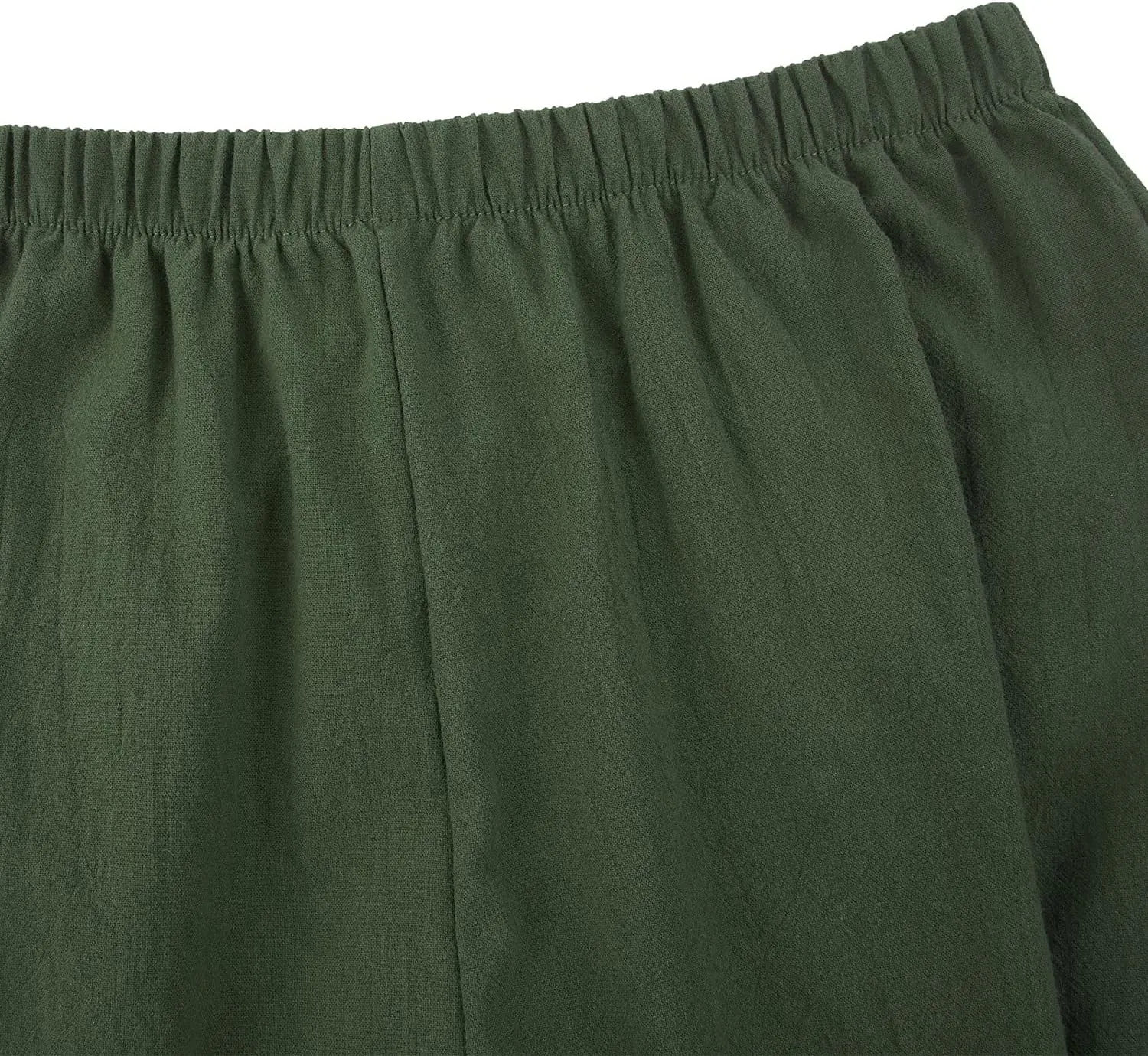 Women Summer Plus Size Cotton Linen Pants Loose Casual Wide Leg Cropped Trousers with Pockets S-5XL