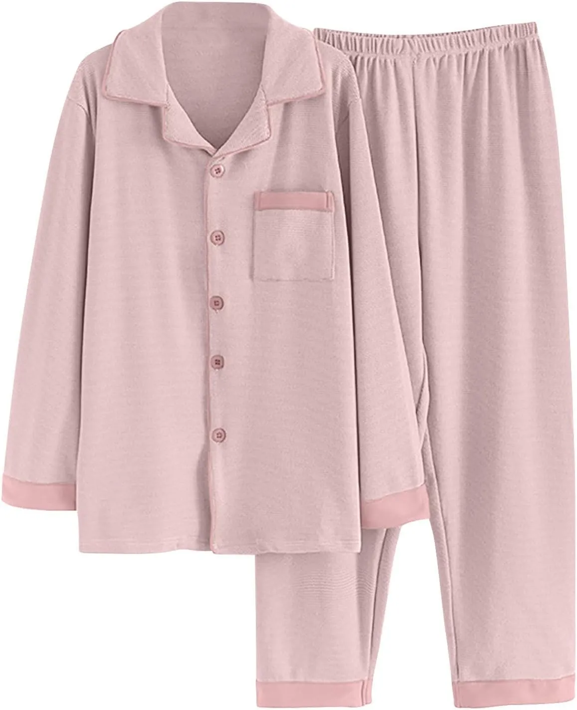 Womens 2 Piece Pajama Set Long Sleeve Button Down Top and Pant Sleepwear Loungewear Slouchy Notch Collar Soft Pjs Set