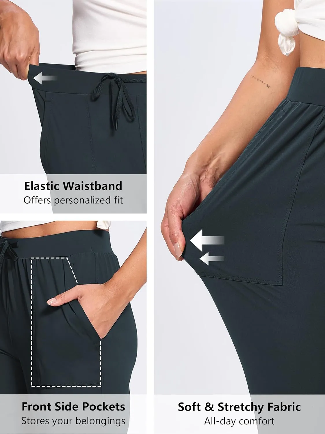 Women's 31"/33"/35"/37" Tall Inseam Joggers Running Sweatpants Pockets Tapered Athletic Workout Lounge Pants