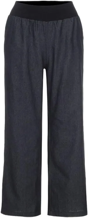 Womens Casual Pant 2024 Summer Trendy High Waist Fake Denim Wide Leg Palazzo Pants Lounge Jeans Trousers with Pocket