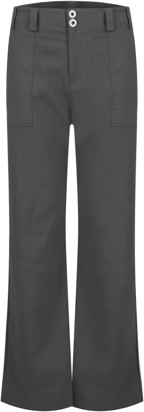 Womens Casual Stretch Twill Pants Classic Straight Fit Chino Pant High Waisted Work Outdoor Flare Pants with Pockets